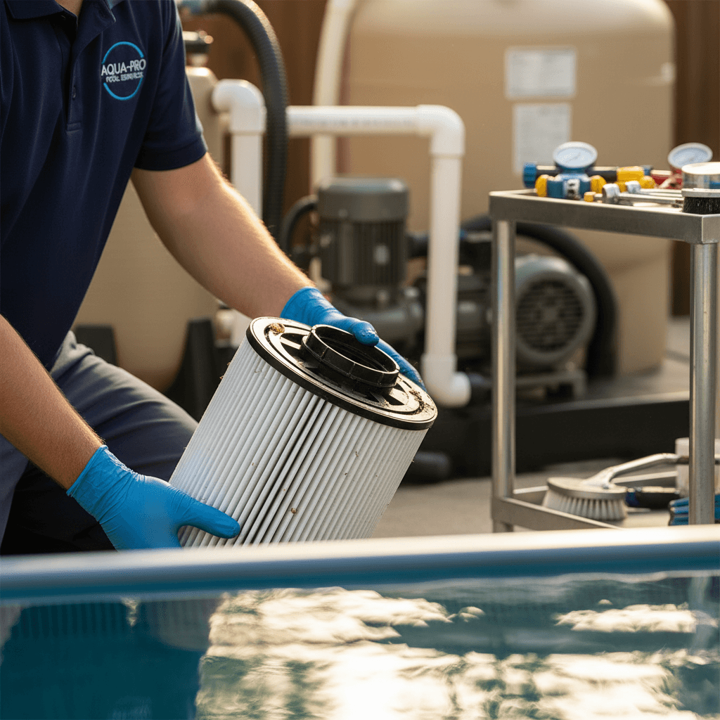 Pump and filter diagnostics during a maintenance visit