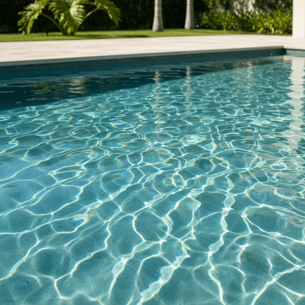 Sparkling clear residential pool after a full clean
